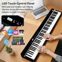 V70 Piano Keyboard 88 Keys Weight Keyboard: TERENCE Keyboard Piano Foldable 88-Key Weight Keyboard Full Size Digital Piano with Headphones 4 Speakers Bluetooth Built-in Battery (Black)