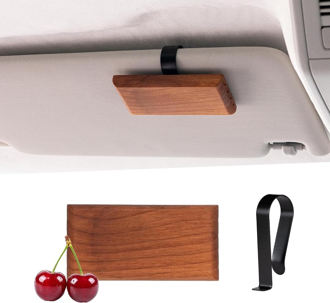 2 x Yuoyar Wood Car Scents Air Freshener Visor Clips Diffuser Odors Eliminator (Cherry, 1 Pack)