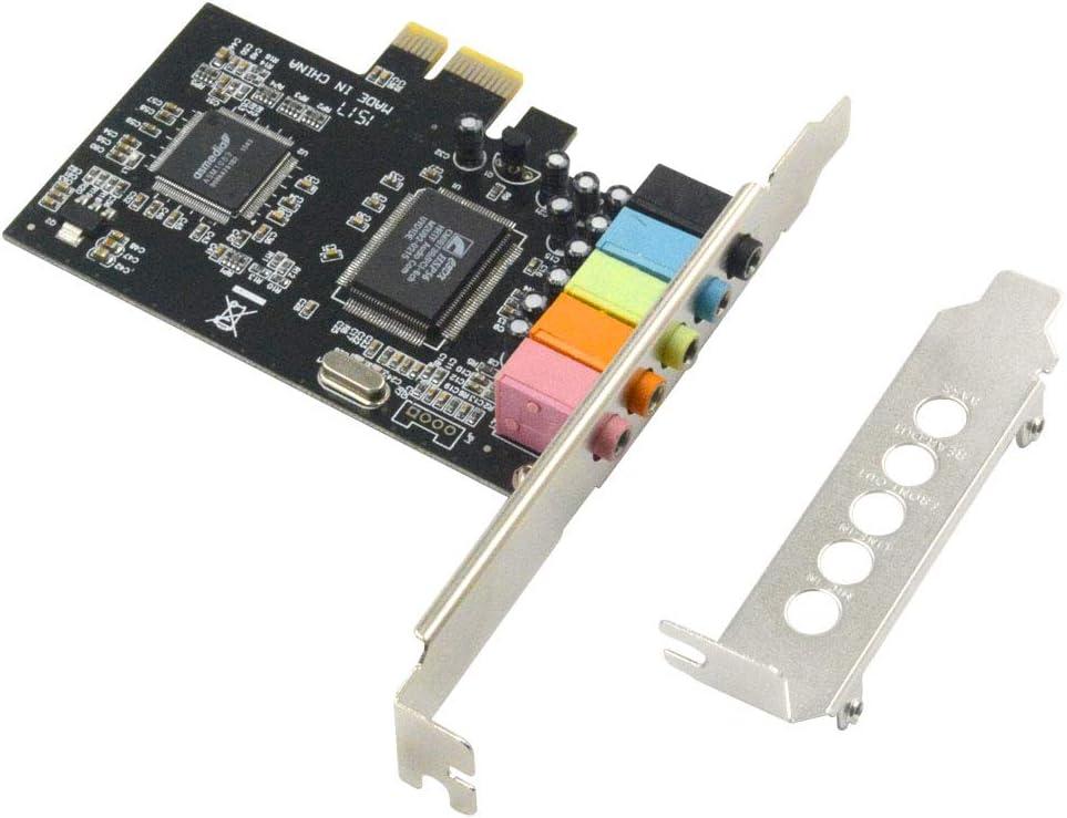 5.1 Internal PCIe Sound Card for PC Windows 8 7 with Low Profile Bracket, 3D Stereo PCI-e Audio Card, CMI8738 Chip 32/64 Bit Sound Card PCI Express Adapter