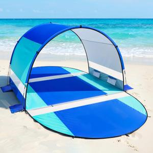 Rhino Valley Beach Tent with Double Zippered Doors, Beach Tent Sun Shelter with UPF50+ UV Protection, Beach Canopy Portable Storage Bag for Beach Camping Fishing, for 2-3 People