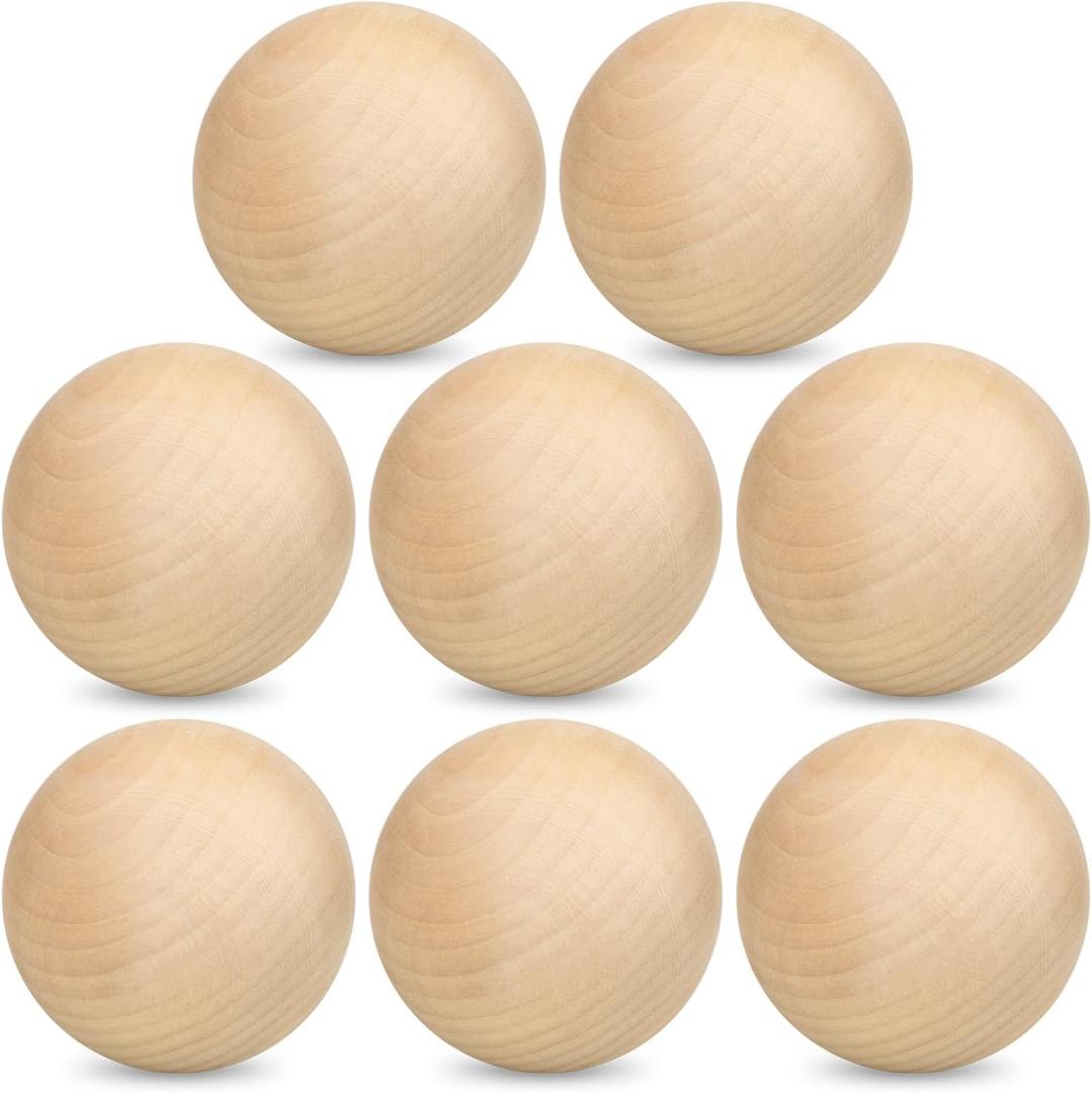 7 Pack 3 Inch Unfinished Wooden Balls, Wooden Round Ball, Natural Round Hardwood Balls, Wood Spheres for Crafts and DIY Projects and Decorations
