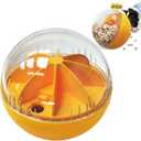 Enrichment Interactive Dog Treat Toy - Level 1 Mental Stimulation for DogsMentally Stimulating Dog Toys for Boredom Busy (Beginner-Orange 5.6" Squeaky Ball)