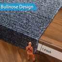 Bullnose Self-Adhesive 9"X36" Stair Treads Carpet Non-Slip and Perfect for Indoor Wooden Steps, Washable and Removable Stair Rugs for Elders and Dogs, Set of 15, Dark Grey