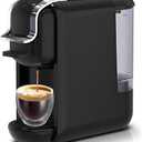 4-in-1 Pods Coffee Maker 19Bar, Compact Design Fast Brew Hot/Cold Single Serve Espresso Machine for K Cup Pods,Nes Original/DG Capsule and Ground Coffee at Home or Office (Black)