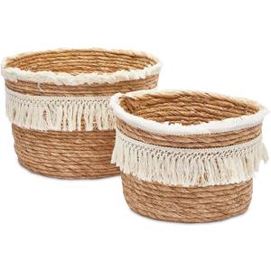 Okuna Outpost Woven Baskets for Storage, Round Basket (2 Sizes, 2 Pack)