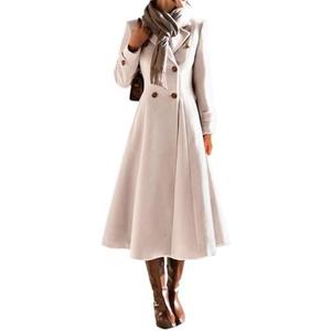 IDEALSANXUN Womens Long Wool Coat Fall Winter Double Breasted Trench Coat Peacoat Jackets. Size S.