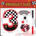 16 Inch Number 3 Race Car Pinata with 16 Inch Piñata Stick Blindfold Confetti for Boy Girl Kids 3rd Birthday Party Decorations(3rd)