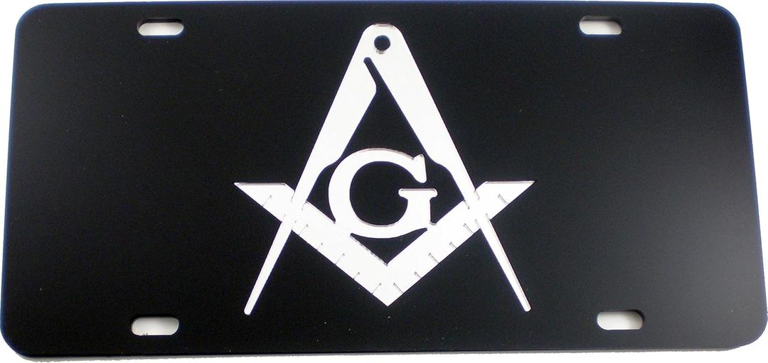 Mason Inlaid Symbol Mirror License Plate