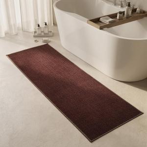 Triohero Bathroom Runner Rugs, Long Bath Mat Runner Washable Thin Quick Dry Low Pile Bathroom Runner Rugs Non Slip, Brown 24"x70", 24"x70" Rectangular