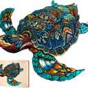 Jigfoxy Wooden Puzzles for Adults, Sea Turtle Wooden Jigsaw Puzzles for Adults Kids, Unique Animal Shape Wood Cut Puzzles, Christmas Thanksgiving Gifts for Friend Turtle Lover (L-14.9*12.6in-301pcs) (Large)