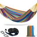 CHULIM Brazilian Double Hammock with Tree Straps,Extra Large 94x63IN,2 Persons Hammock for Backyard Patio Outdoor and Indoor,450lbs Weight Capacity,Soft Woven Cotton Fabric - Tropical