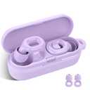 Ear Plugs for Sleeping, 35dB Noise Reduction Hearing Protection EarPlugs, Reusable Silicone Earplug, 7 Pair Eartips in XS/S/M/L Replaceable Single/Double Ear Plug for Sleep, Study, Events (Purple)