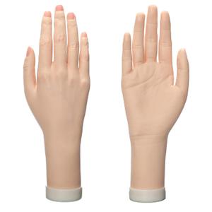 Practice Hand for Acrylic Nails Realistic Mannequin Hand for Nails Practice Soft Flexible Bendable False Fake Nail Hand Art Trainer Manicure Practice Hand Tool and Rings Display of Bracelets (Right)