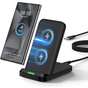 for Moto Edge 2024 Wireless Charger for Moto Razr 2024,Moto G Stylus/Power 5G 2024,15W Fast Wireless Charging Station for iPhone 16 15 14,Samsung Galaxy S25 Ultra S24 S23 S22,Google Pixel 9 Pro XL 8 7 (Black)
