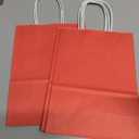 Oikss 50 Pack 8x4.75x10 Inch Medium Orange Kraft Paper Bags with Handles Bulk for Birthday Wedding Party Favors Grocery Retail Shopping Takeout Business Goody Craft Gift Bags Sacks