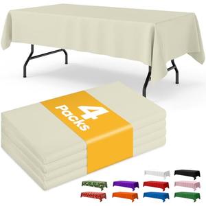 Niuara Ivory Plastic Table Cloth - 14 Pack 54" × 108" Rectangle Disposable Tablecloths for 6FT Tables, Waterproof Table Cover for Party, Holiday & Gathering Use