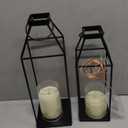 Lanterns Decorative Outdoor 2PCS Living Room Decor Lantern Black Metal Lantern Front Porch Decor Lanterns Decor Indoor with LED Candle Lanterns Decor No Glass for Indoor Outdoor (Small&Large, 2Pcs)