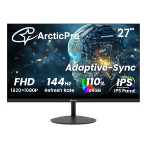 ArcticPro 27 Inch Gaming Monitor 144Hz, FHD 1080p Computer Monitor, IPS