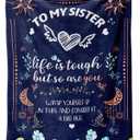 Sisters Gifts from Brother, Sister, Christmas Birthday Gifts for Sisters from Brother, Sister Blanket - Gift for Sis, Blue Flannel Sis Blanket 60"x50" inches