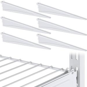 Wonderjune Adjustable Locking Shelf Bracket 16 Inch Shelf Brackets Heavy Duty Wire Shelving Brackets for Deep Wire Shelving Double Track System(White,6 Pcs)