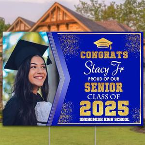 Personalized Class of 2025 Graduation Party Photo Card 23,5x17,5in (Custom Announcements & White Envelopes) - Set of 25