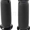 Benlari Motorcycle Black Hand Grips 1 Inch Handlebar Grips Electronic Throttle Universal Compatible with Harley Davidson Touring Softail Road Street Glide Road King 2008-2024