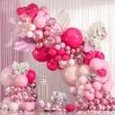 154pcs Pink Balloon Garland Arch Kit, 18 12 10 5inch Magenta Pastel Metallic Confetti Pink Balloons Different Sizes Pack for Wedding Baby shower Princess Birthday Party Decorations