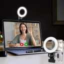 Cyezcor Video Conference Lighting Kit, Ring Light for Monitor Clip On,  EMEET C60E Dual-Camera 4K Webcam for Streaming, Wide-Angle and Telephoto Cameras, Max 11X Hybrid Zoom & PDAF Autofocus, Remote Control, RGB Lighting, 2 Mics, Ideal for Livestreaming and Online Meeting