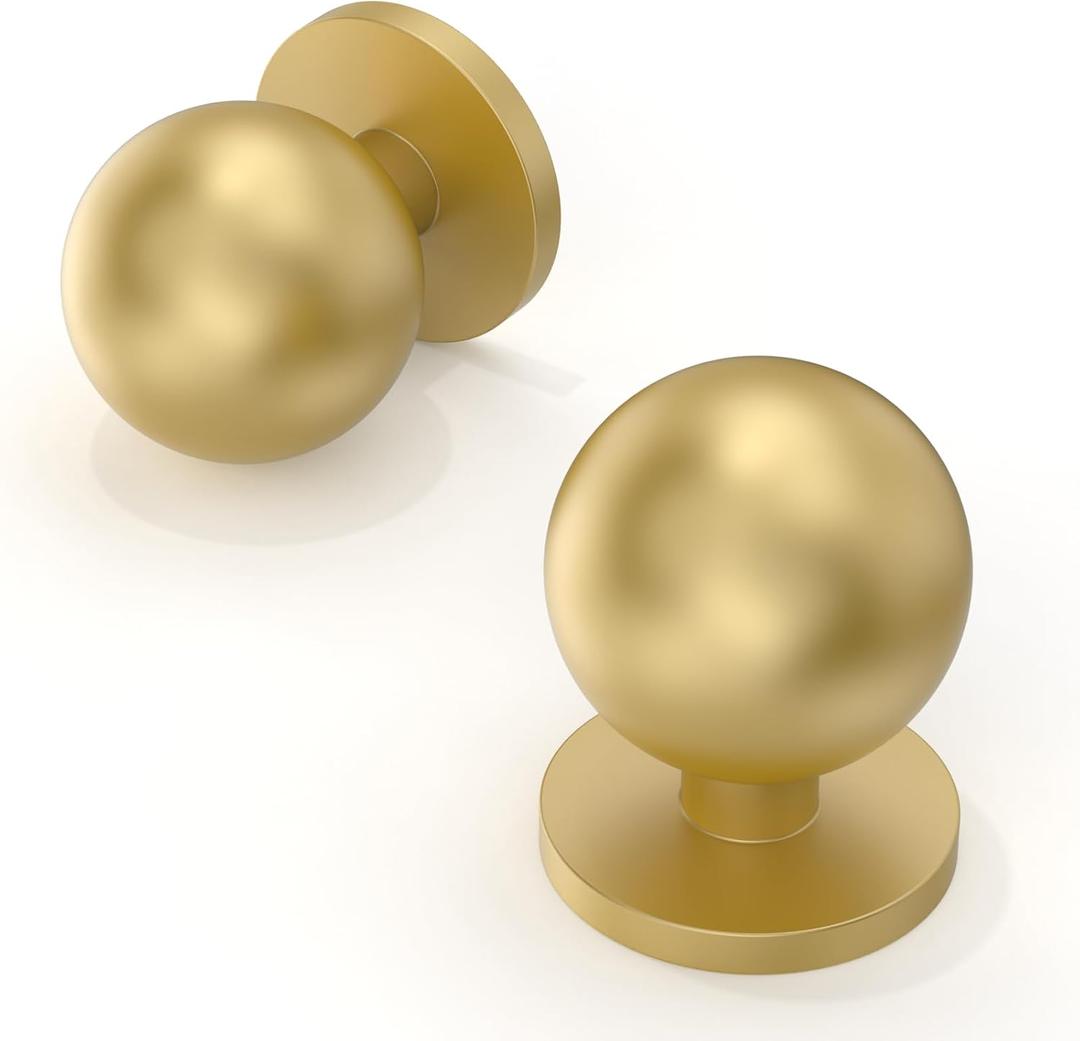 10 Pack Brushed Gold Kitchen Cabinet Knobs 1 Inch(25mm) Cabinet Pulls Drawer Knobs Cabinet Hardware Zinc Knobs for Dresser Drawers