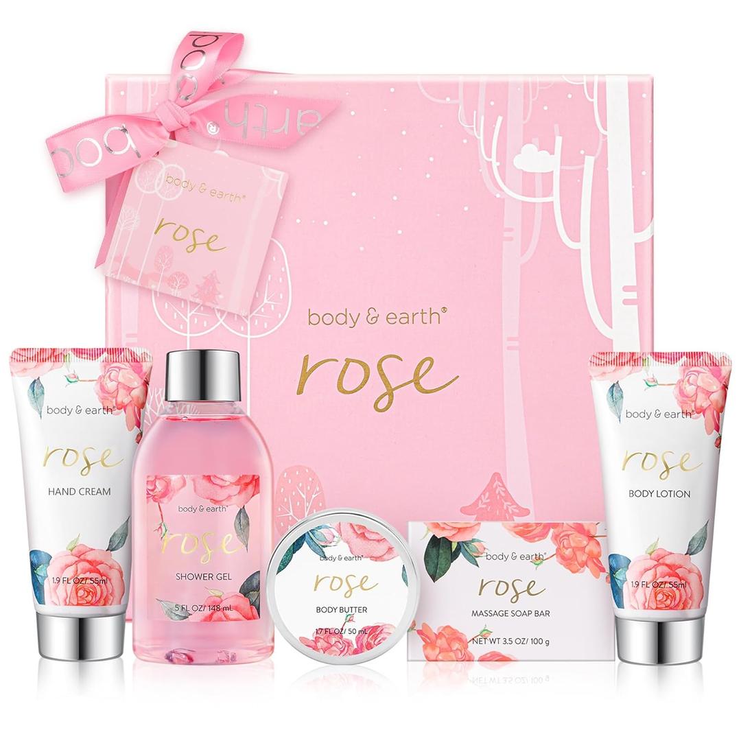 BODY & EARTH Spa Gift Set for Women - Luxurious 5 Pcs Bath and Body Gift Sets with Rose Scent, Spa Gift Box, Bath Set Includes Body Wash, Body Butter, Body Lotion and More, Birthday Gifts for Women BODY & EARTH Spa Gift Set for Women - Luxurious 5 Pcs Bath and Body Gift Sets with Rose Scent, Spa Gift Box, Bath Set Includes Body Wash, Body Butter, Body Lotion and More, Birthday Gifts for Women