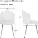 Vanity Chair for Makeup Room - Midcentury Modern Accent Chair for Living Room Bedroom, Velvet Chair with Back Support and Metal Legs (White), 19.29D x 21.26W x 16.93H in