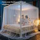 tupi Canopy Bed Curtains for King Size Bed, 100% Polyester Breathable Bed Canopy, 4 Corners Post Mosquito Net Canopy for Adults Bedroom Decor-White