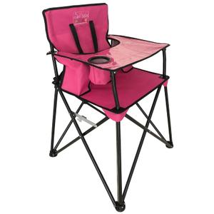 ciao! Baby Portable High Chair for Babies and Toddlers, Compact Folding Travel High Chair with Carry Bag for Outdoor Camping, Picnics, Beach Days, and More (Hot Pink)