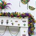 Riceshoot 6 ft Artificial Mardi Gras Garland with Lights Mardi Gras Decorations Garland with LED Mixed Ball for Mantel Pre Lit Carnival Decorations Purple Green Gold Party Supplies for Fireplace Wall