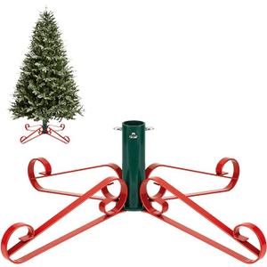 Christmas Tree Stand for Artificial Trees 4 to 8 Foot Christmas Fake Tree Holder for Green & Red Indoor Outdoor Party Christmas Tree Ornaments Fits Up to 1.4" Xmas Tree Trunks