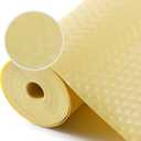 Shelf Liners for Kitchen Cabinets Refrigerator Liners Waterproof & Oil-Proof Kitchen Cupboard Liner Non Adhesive Drawer Mats Non Adhesive Cabinet Liners for Shelves -Yellow Beige 11.8 x 118 Inches (Diagonal Pattern Yellow)