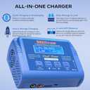 LiPo Battery Charger RC Balance Fast Battery Charger Discharger 80W 6A Smart Digital Battery Pack Charger for 1S-6S LiPo Life Li-ion 1-15S NiCD NiMH PB Smart Batteries RC Car (Blue)