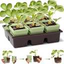 Side-Open Seed Starter Tray 4-Pack, 24 Cells Modular Design with Detachable Plant Cells, Extra-Large 2.36"x2.28" Cells, Reusable Seed Germination Kit for Indoor & Outdoor Gardening