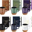 FillTouch Motivational Christian Gifts for Women Men 15 oz Bible Verse Ceramic Coffee Mug A5 Journal Pen Religious Gift Set for Church Teacher Mom Dad Father Day(6 Set,Dark Color,Classic)