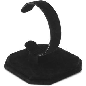 Fashion Velvet C Design Jewelry Bracelet Bangle Watch Display Rack Stand Holder (Black)