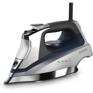 BLACK+DECKER Allure Professional Steam Iron, 30% More Steam, Precision Tip, Stainless Steel Soleplate, Vertical Steam Function (Large, Gray/Blue)