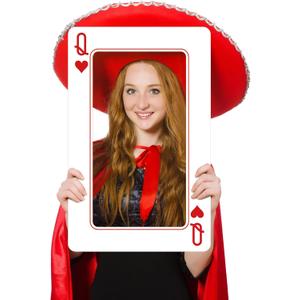 Foilswirl Casino Night Party Decoration 24 x 15 Inch Jumbo Playing Cards Giant Casino Card Board Cut Out Booth Vegas Lucky in Love Wonderland Party Decoration for Carnival Poker Night Decor(1 Pc,Q)