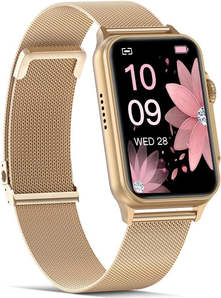 FITVII Nexa Fitness Tracker Answer/Make Calls, Smart Watch with Blood Pressure, Blood Oxygen, 24/7 Heart Rate Monitor, 120+ Sport Mode Activity Tracker with Step Counter, Sleep Tracker for Women Men (Rose Gold)