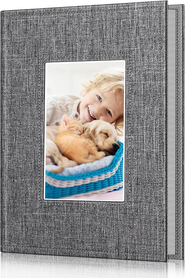 Fintie Photo Album 4x6 Photos - 52 Pockets Small Mini Capacity Premium Vegan Leather Cover, Portable Wallet Albums for Family Wedding Boys Girls, Snowflake Gray
