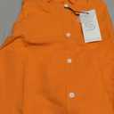 siliteelon Linen Button Down Shirt Women Long Sleeve Summer Blouse for Casual, Beach, Work Breathable Collared Linen Tops Orange M