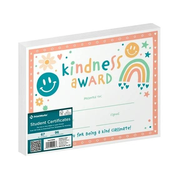 Print Works Peer-to-Peer Recognition Kindness Award Certificates 8 card Per SheetPrint Works Peer-to-Peer Recognition card 8 card Per Sheet
