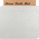 Stone Bath Mat, 2 Pack Diatomaceous Earth Shower Mat, Non-Slip Super Absorbent Quick Drying Bathroom Floor Mat, 24x15, Off-White