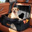 VavoPaw Medium Dog Car Seat, Dog Booster Seat Under 50Lbs or 2 Small Dogs Washable, Pet Cars Seats with 2 Safety Leashes, Dogs Sofa Bed Cushion Add Thick Sponge, Pet Car Carrier for Travel, Black