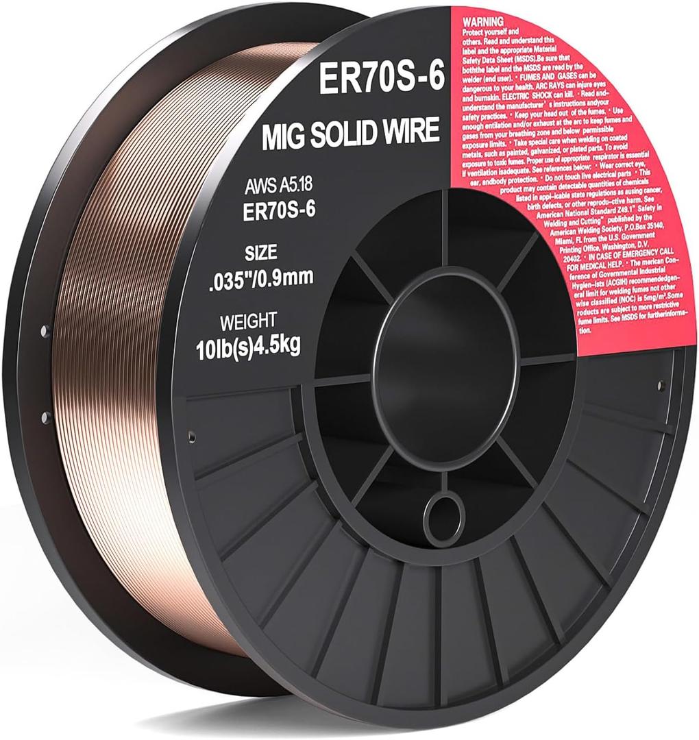 ER70S-6 .035-Inch on 10-Pound Spool Carbon Steel Mig Solid Strong ABS Plastic Spool Welding Wire For All Position Gas Welding (0.035-Inch10 LB)