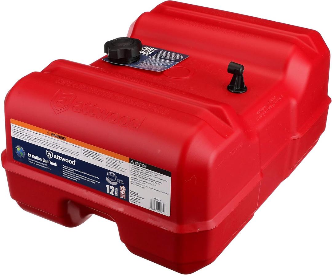 Attwood 8812LLP2 12-Gallon Fuel Tank, EPA-Compliant, Low-Profile, No Gauge, 24 Inches Long x 18 Inches Wide x 11.61 Inches High